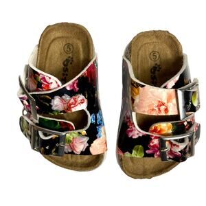 Ositos Baby Toddler Girl's Sz 5 Buckle Strap Cork Sandals Slides Floral CUTE